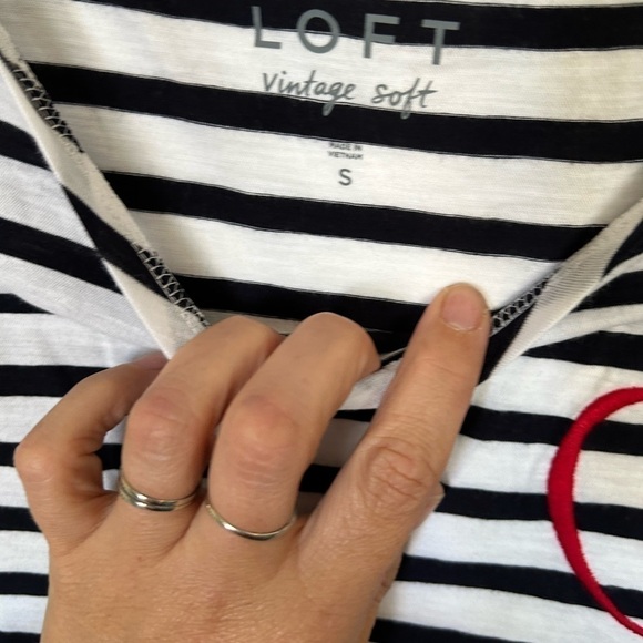 Loft Small 100% cotton nautical blue and white stripped shirt ❤️ embroidered - Picture 4 of 8